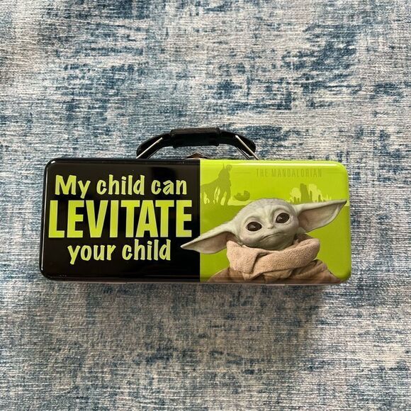 New! Star Wars My Child Can Levitate Your Child Baby Yoda Tin Pencil Box - Picture 1 of 8